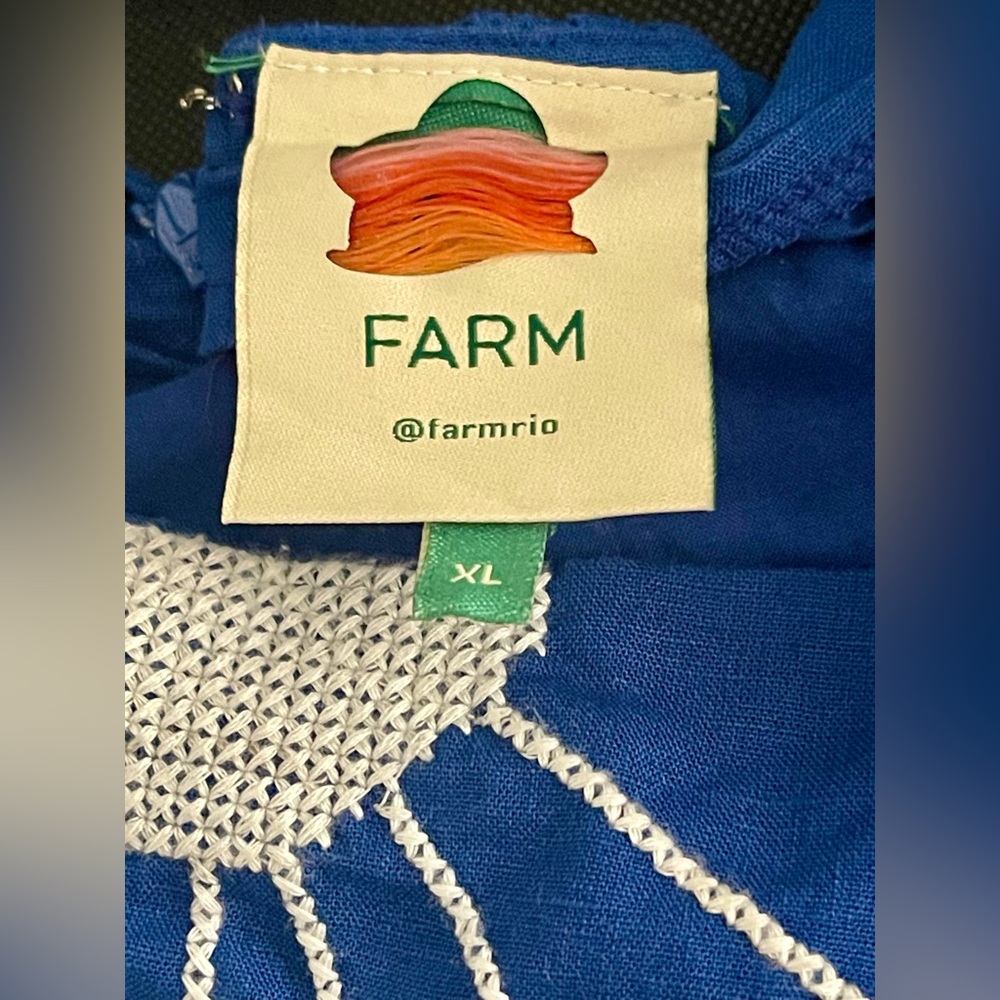 Farm Rio Blue Macaw Embroidered Bow Dress - Picture 10 of 13
